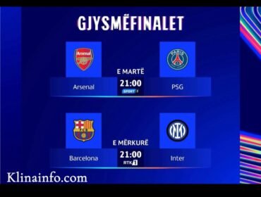 Sot dhe nesër do luhen dy gjysmëfinalet e ligës së kampionëve:Arsenal-PSG dhe Barcelona-Inter